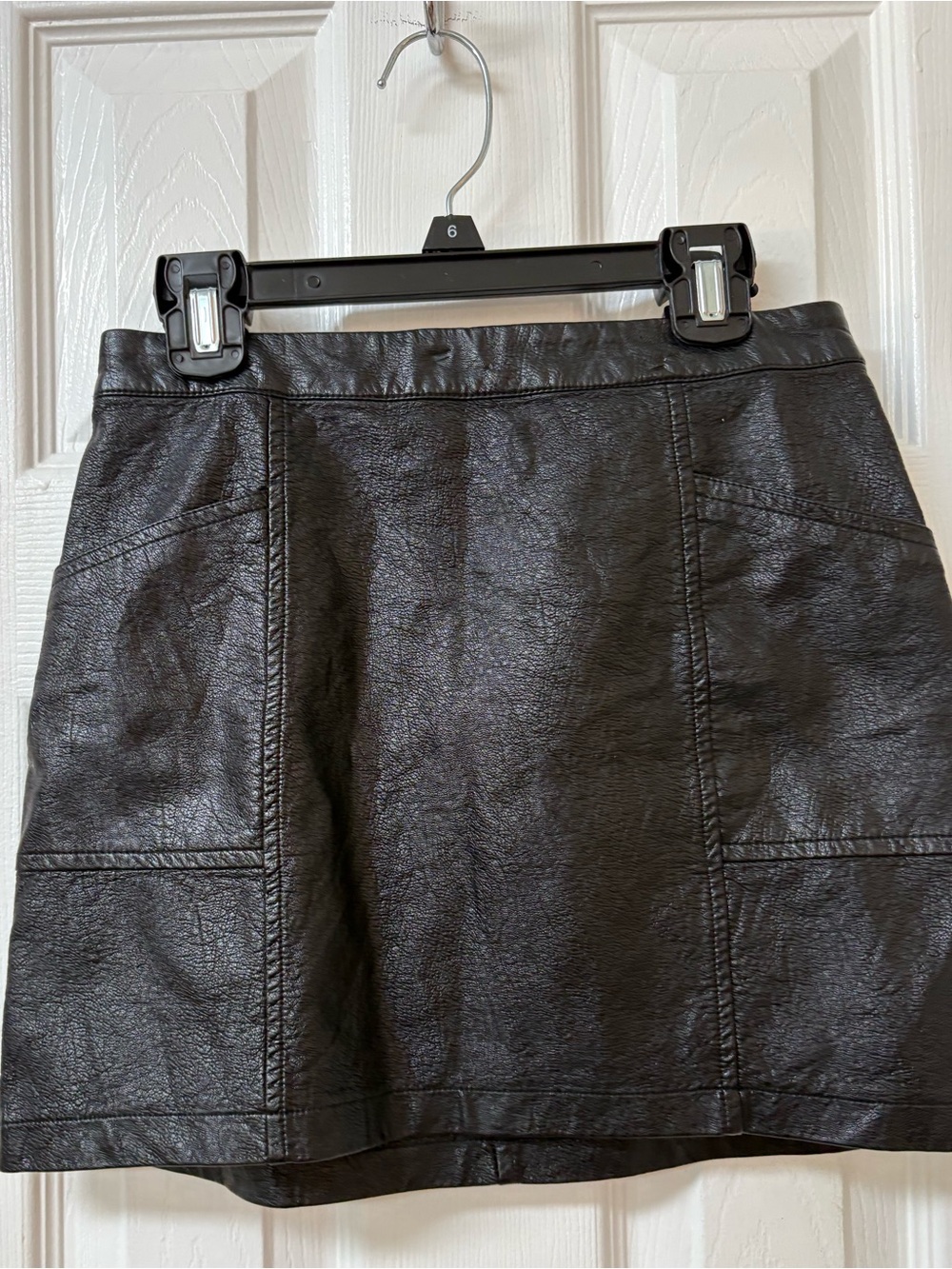 art class Black Faux Leather Mini Skirt with Paneled Detail